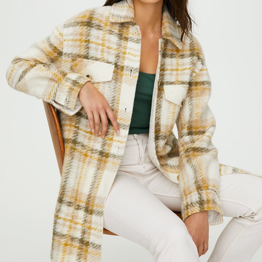 Aritzia Wilfred Free Ganna Jacket - yellow/green plaid